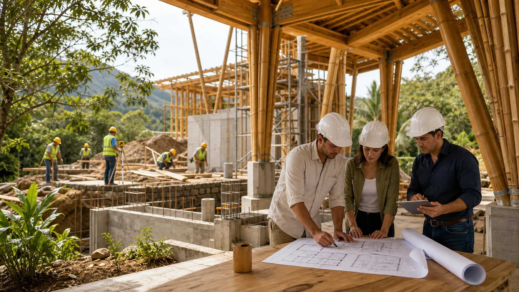 Ingenieria y construccion sostenible con bambu y madera